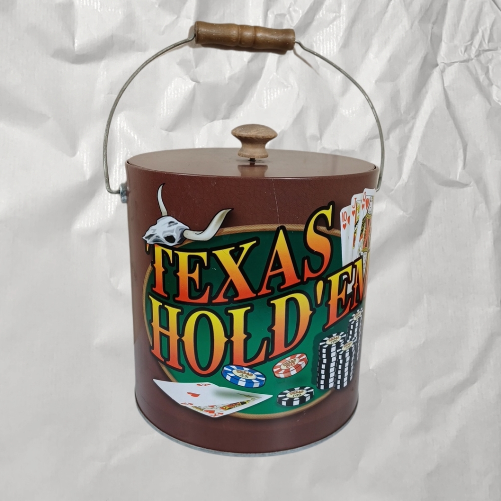 Texas Hold'em Collectible Emepty Retro Ice Bucket Rare 7in